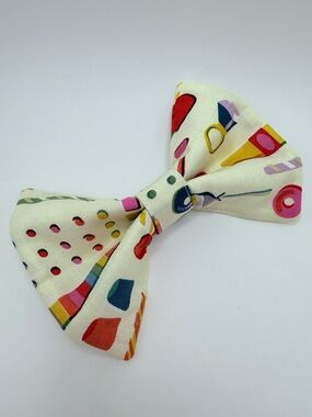 Cream Multicolor Candy Print handmade dog bow tie